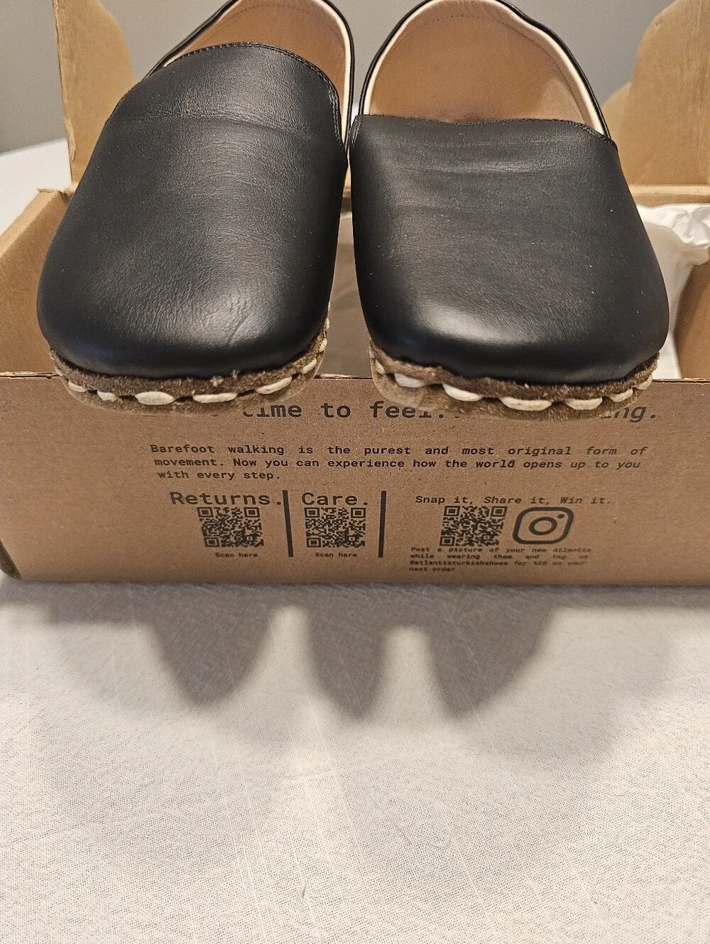 Atlantis Minimalist Leather Loafers Women's 8.5 Black Tan Copper Barepfoot